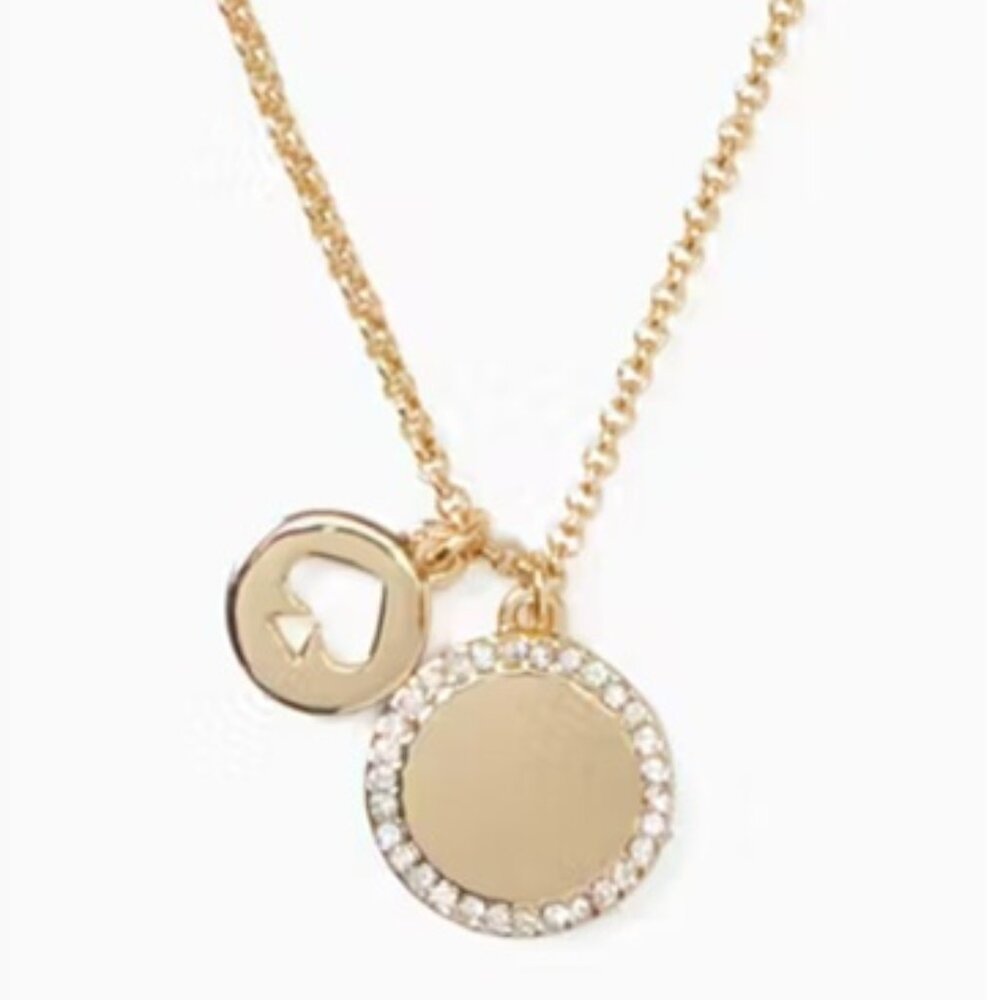 Kate Spade Spot The Spade Pave Charm Pendant Gold Necklace